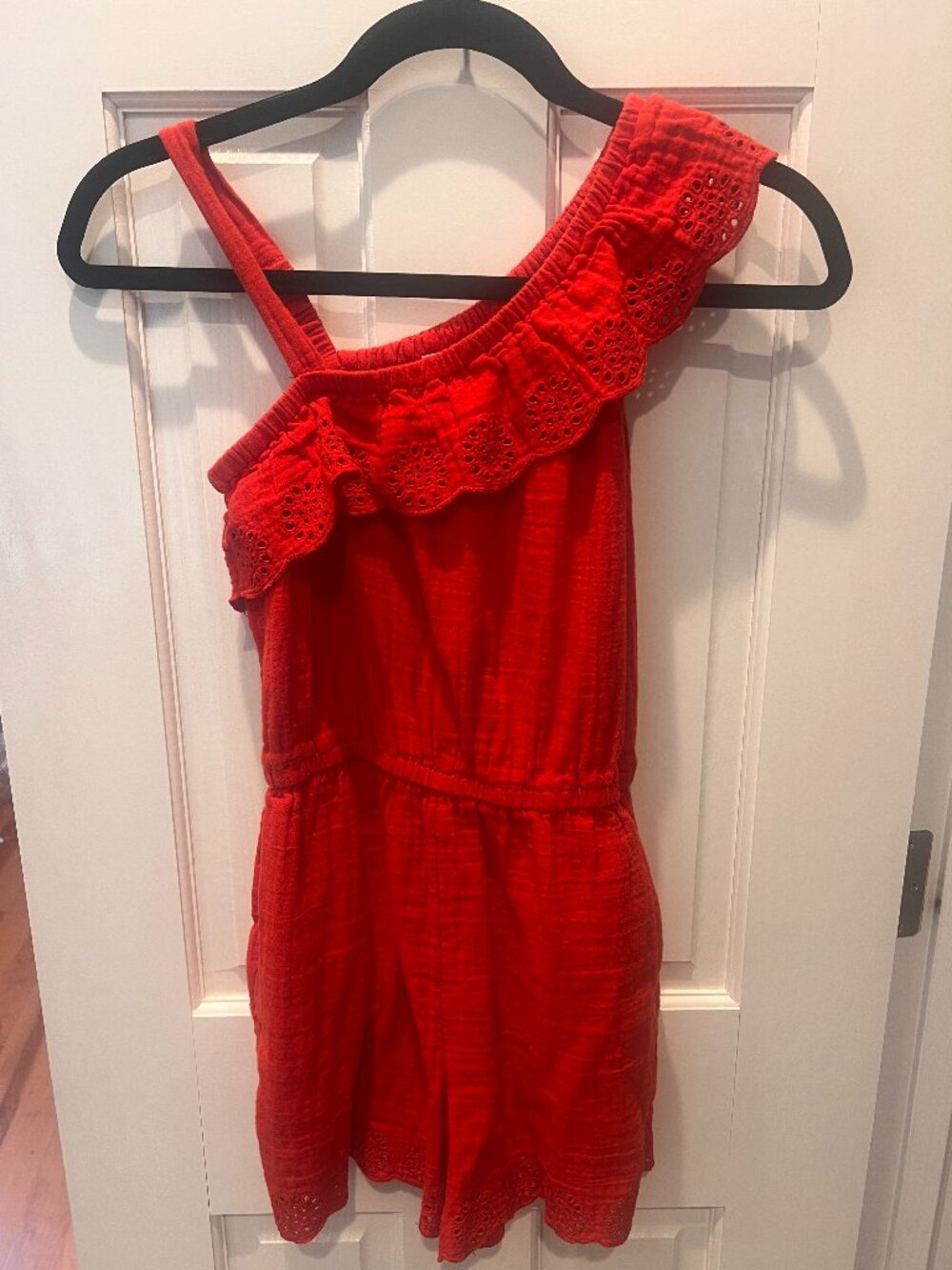 Cat & Jack girls size L (10-12) red eyelet romper